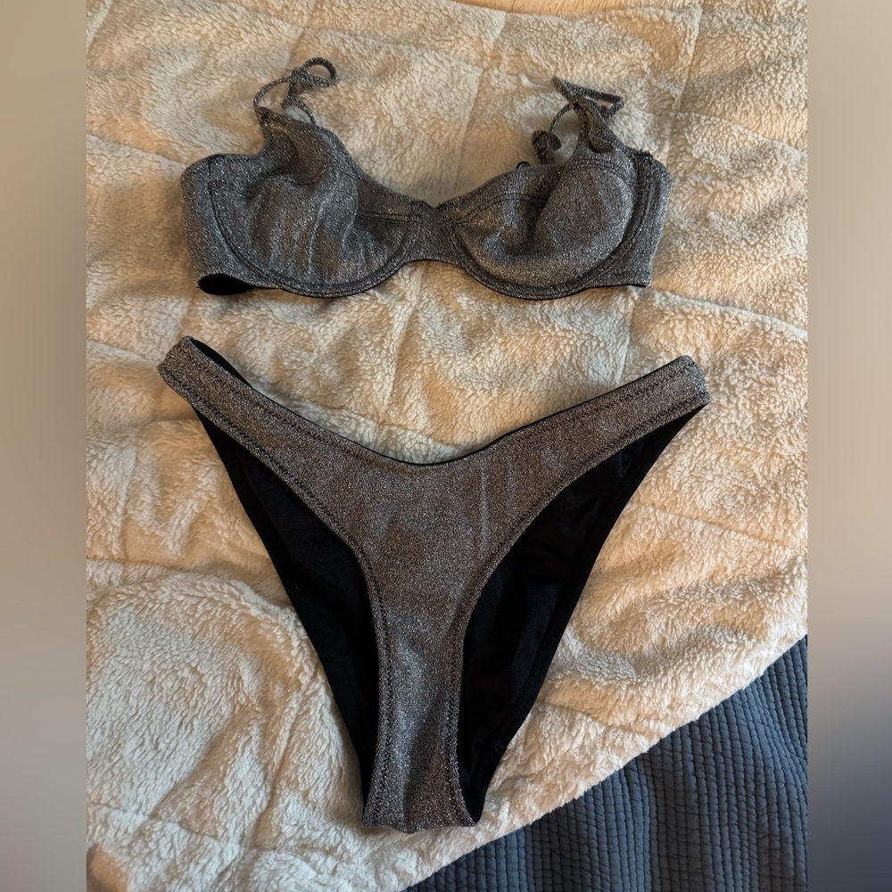Triangl Swimwear Metallic Silver Bikini